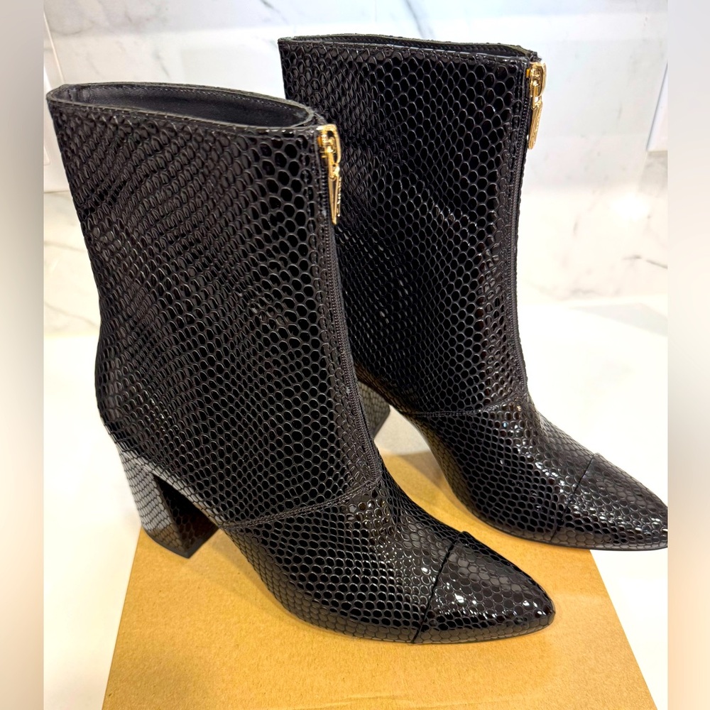 Clarks Black Snakeskin Heeled Boots